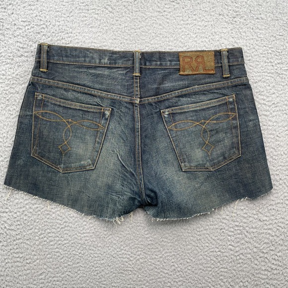 RRL Ralph Lauren Denim Shorts Women's 36x2* Y2K Western Ring Spun Distressed Y2k - Picture 7 of 10